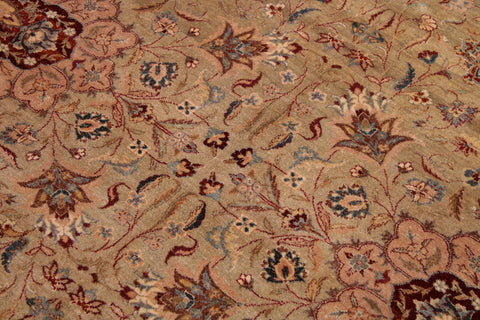 handmade Transitional Kashan Taupe Brown Hand Knotted RECTANGLE 100% WOOL area rug 9 x 12