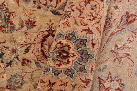 handmade Transitional Kashan Taupe Brown Hand Knotted RECTANGLE 100% WOOL area rug 9 x 12