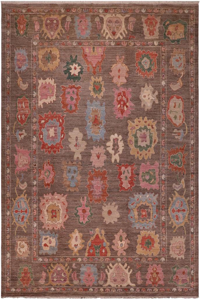 handmade Traditional Oushak Brown Blue Hand Knotted RECTANGLE 100% WOOL area rug 9X12
