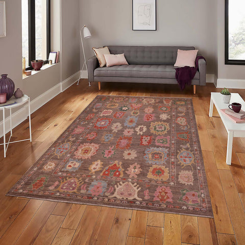 handmade Traditional Oushak Brown Blue Hand Knotted RECTANGLE 100% WOOL area rug 9' x 12'