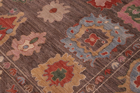 handmade Traditional Oushak Brown Blue Hand Knotted RECTANGLE 100% WOOL area rug 9' x 12'