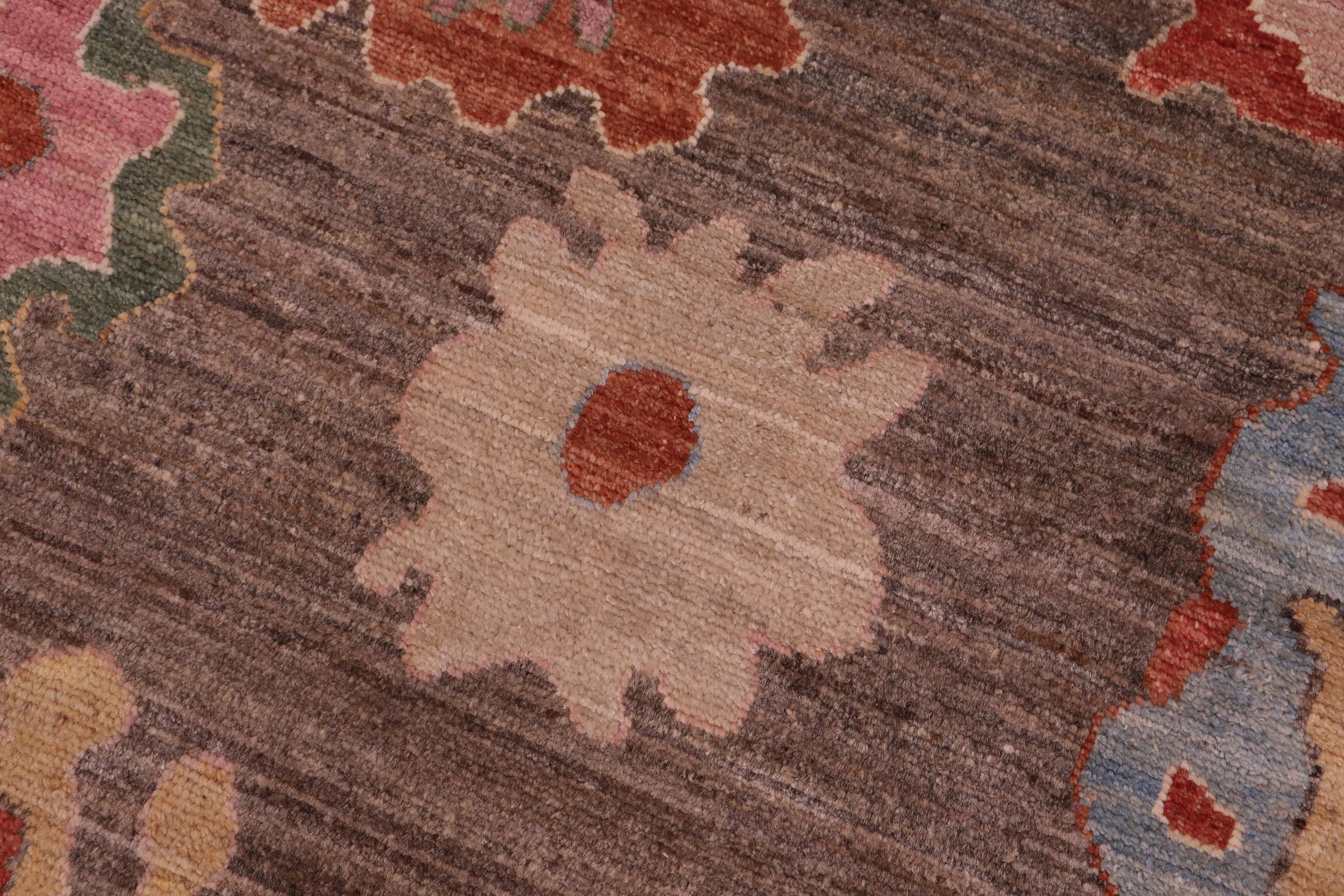 handmade Traditional Oushak Brown Blue Hand Knotted RECTANGLE 100% WOOL area rug 9' x 12'