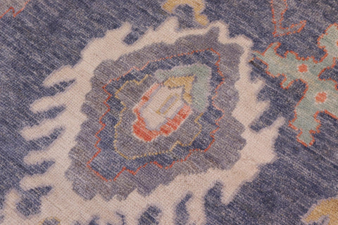 handmade Traditional Oushak Blue Gray Hand Knotted RECTANGLE WOOL&SILK area rug 10' x 14'