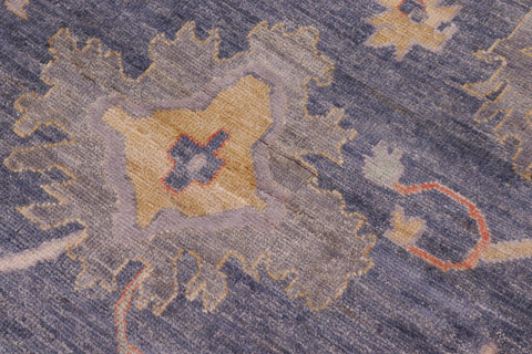 handmade Traditional Oushak Blue Gray Hand Knotted RECTANGLE WOOL&SILK area rug 10' x 14'