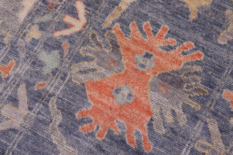 handmade Traditional Oushak Blue Gray Hand Knotted RECTANGLE WOOL&SILK area rug 10X14