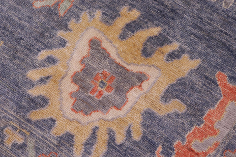 handmade Traditional Oushak Blue Gray Hand Knotted RECTANGLE WOOL&SILK area rug 10' x 14'
