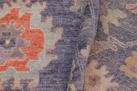 handmade Traditional Oushak Blue Gray Hand Knotted RECTANGLE WOOL&SILK area rug 10' x 14'