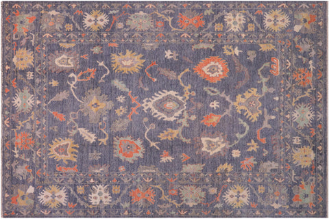 handmade Traditional Oushak Blue Gray Hand Knotted RECTANGLE WOOL&SILK area rug 10' x 14'