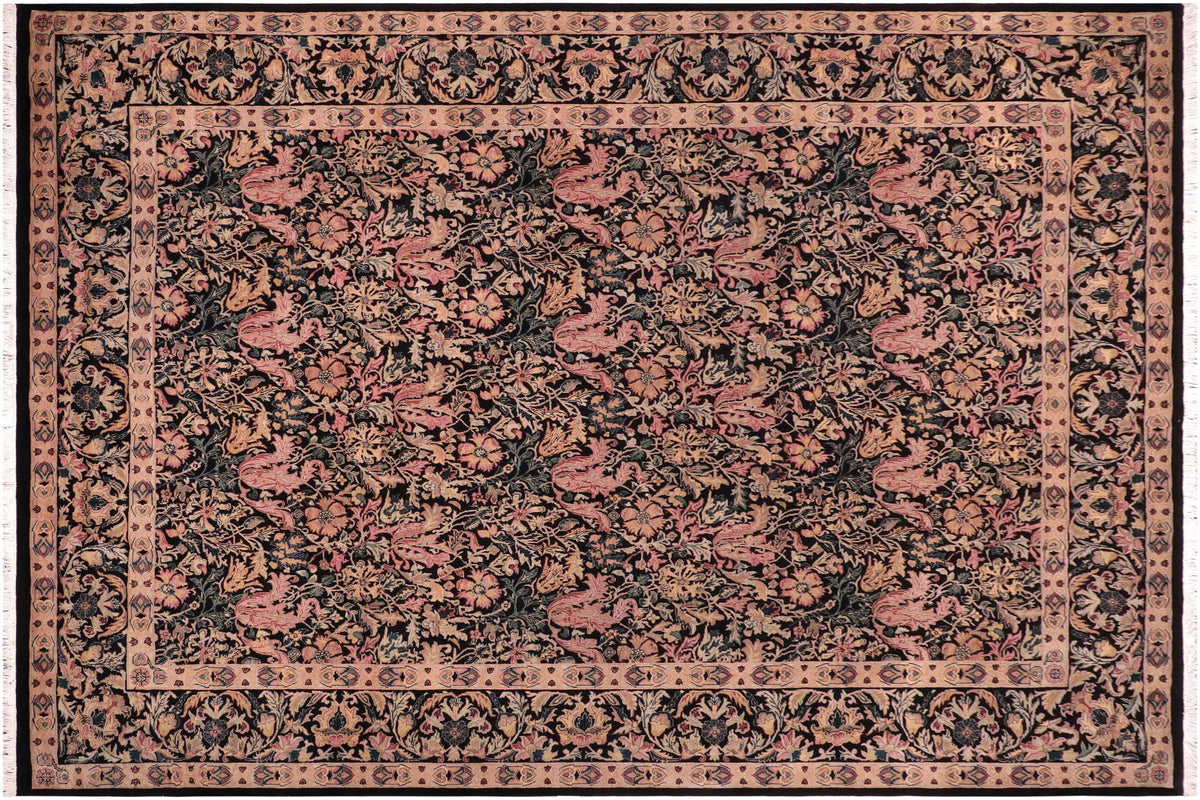 handmade Transitional Gulshanayub Black Red Hand Knotted RECTANGLE 100% WOOL area rug 9x12