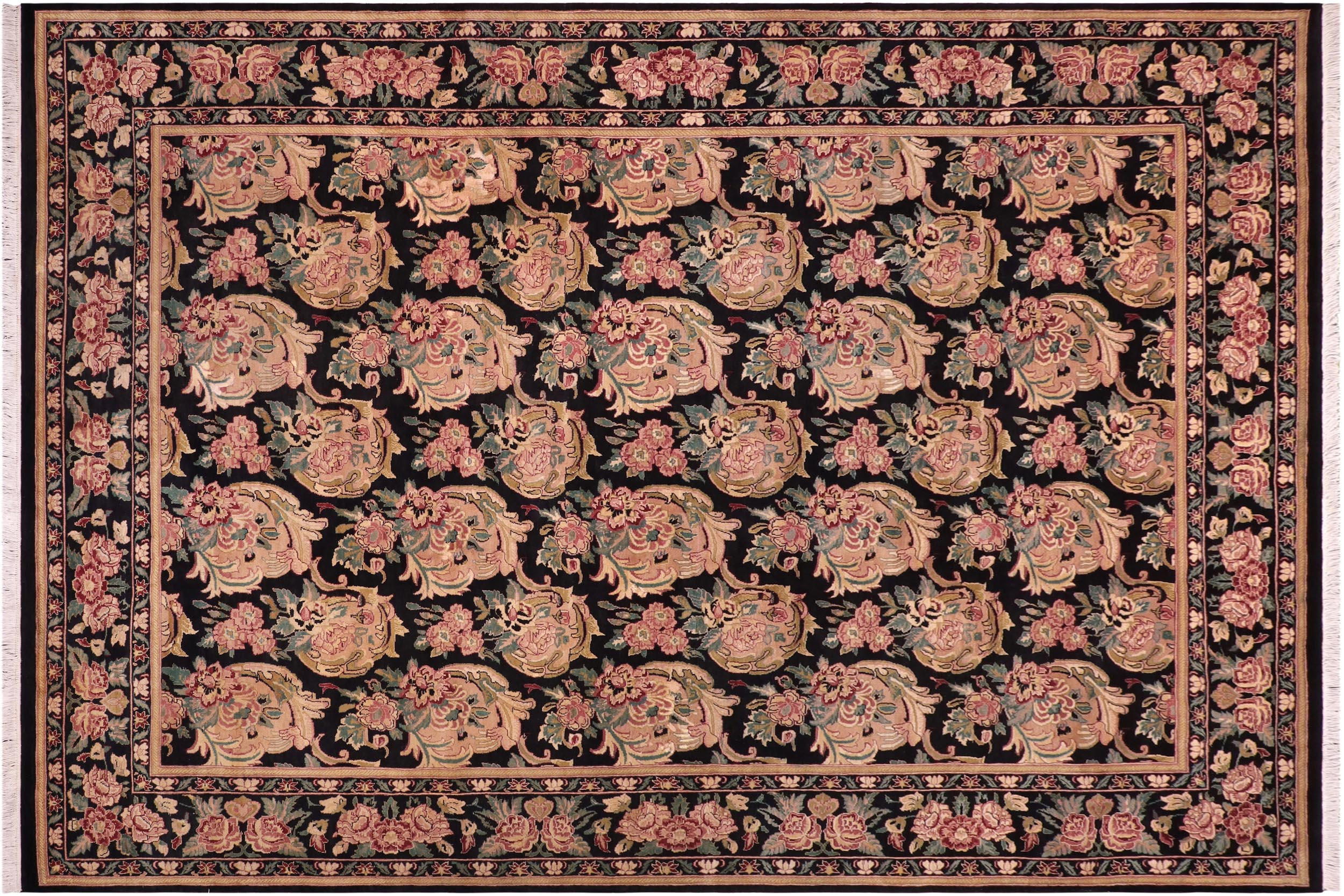 handmade Transitional Basarabian Black Beige Hand Knotted RECTANGLE 100% WOOL area rug 9' x 12'