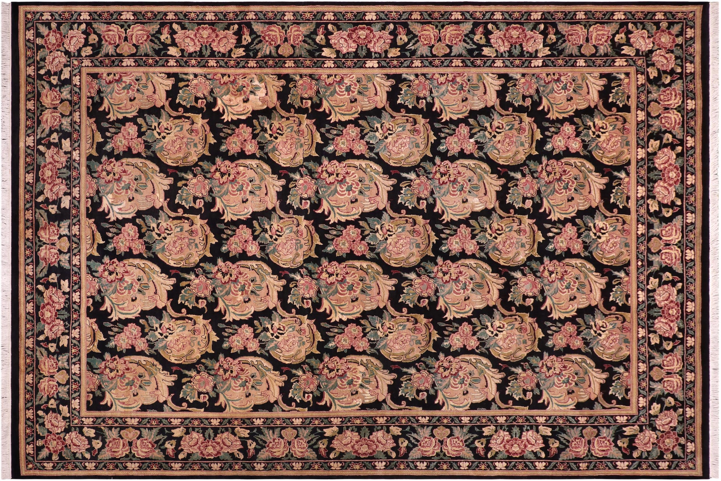 handmade Transitional Basarabian Black Beige Hand Knotted RECTANGLE 100% WOOL area rug 9x12