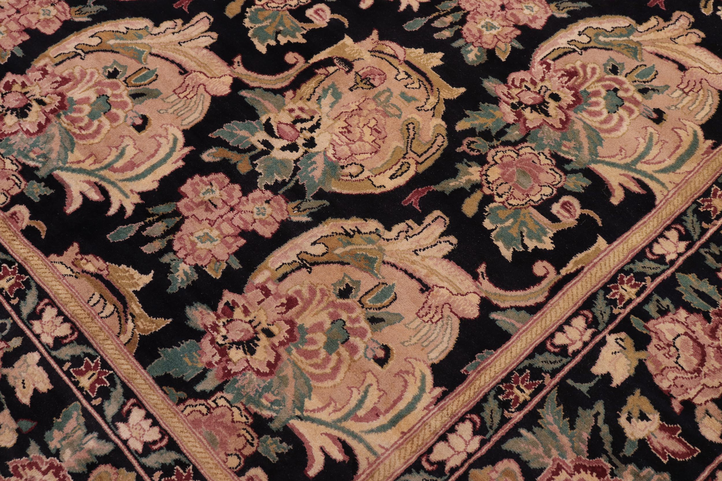 handmade Transitional Basarabian Black Beige Hand Knotted RECTANGLE 100% WOOL area rug 9' x 12'