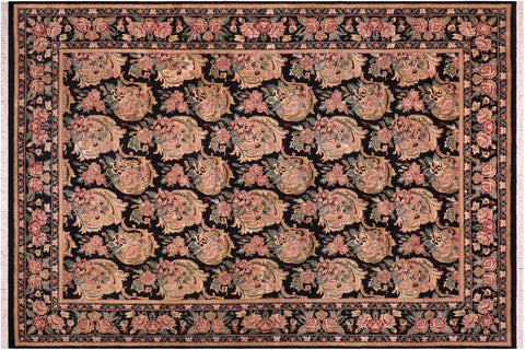 handmade Transitional Basarabian Black Beige Hand Knotted RECTANGLE 100% WOOL area rug 9' x 12'