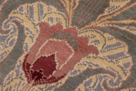 handmade Transitional Tulip Green Red Hand Knotted RECTANGLE 100% WOOL area rug 10' x 14'