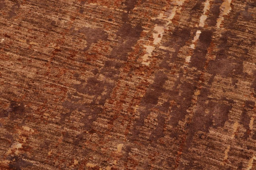 handmade Modern Modern Rust Brown Hand Knotted RECTANGLE WOOL&SILK area rug 10X14