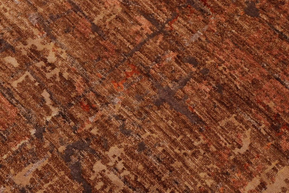 handmade Modern Modern Rust Brown Hand Knotted RECTANGLE WOOL&SILK area rug 10X14