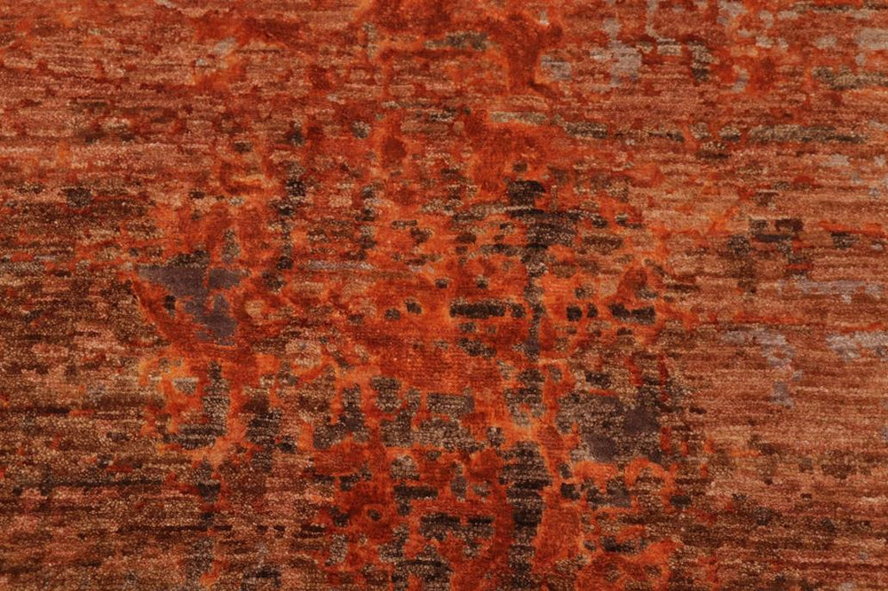 handmade Modern Modern Rust Brown Hand Knotted RECTANGLE WOOL&SILK area rug 10X14