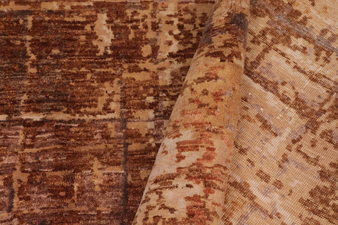 handmade Modern Modern Rust Brown Hand Knotted RECTANGLE WOOL&SILK area rug 10' x 14'