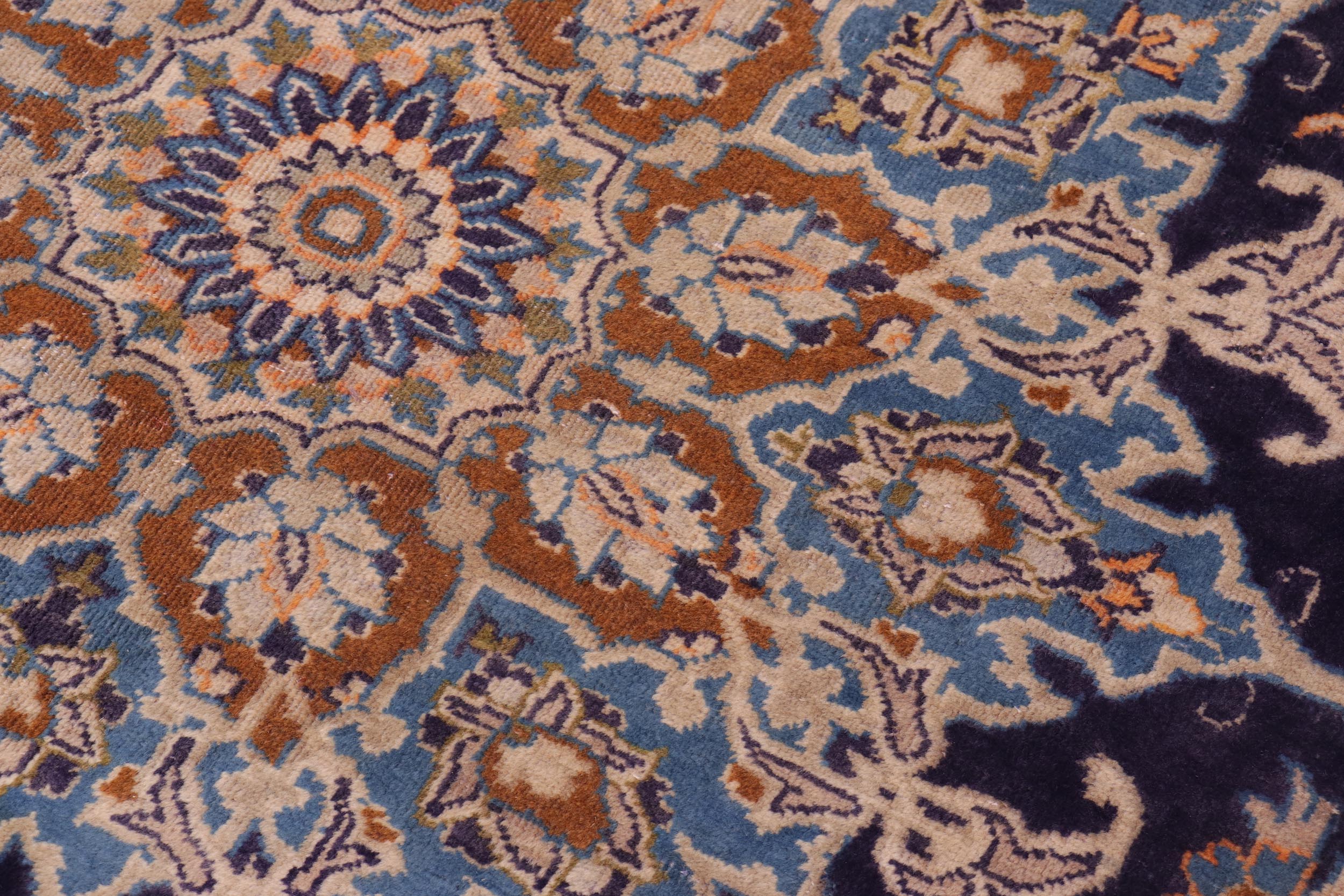 handmade Traditional Tabriz Blue Orange Hand Knotted RECTANGLE 100% WOOL area rug 9 x 13