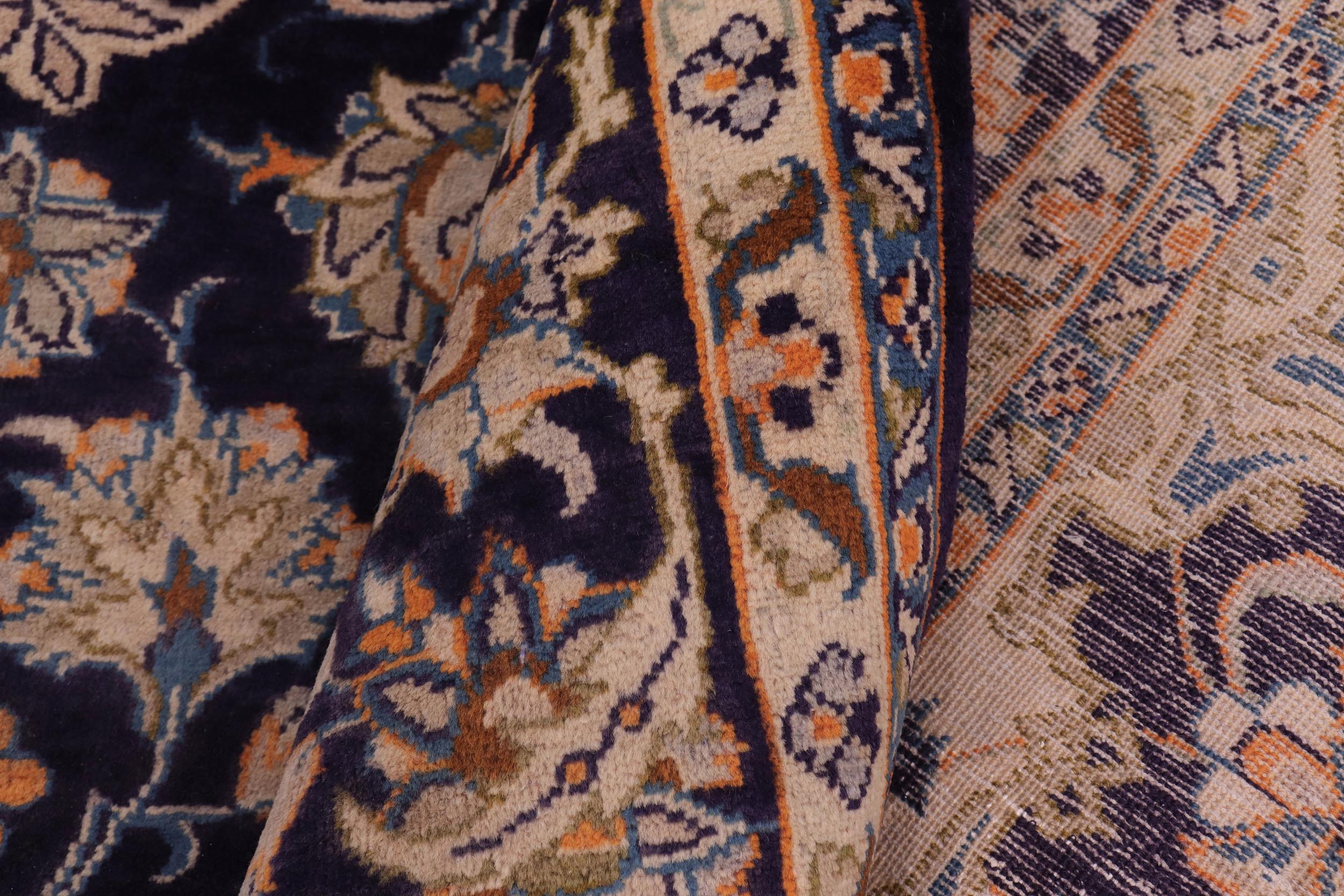 handmade Traditional Tabriz Blue Orange Hand Knotted RECTANGLE 100% WOOL area rug 9 x 13