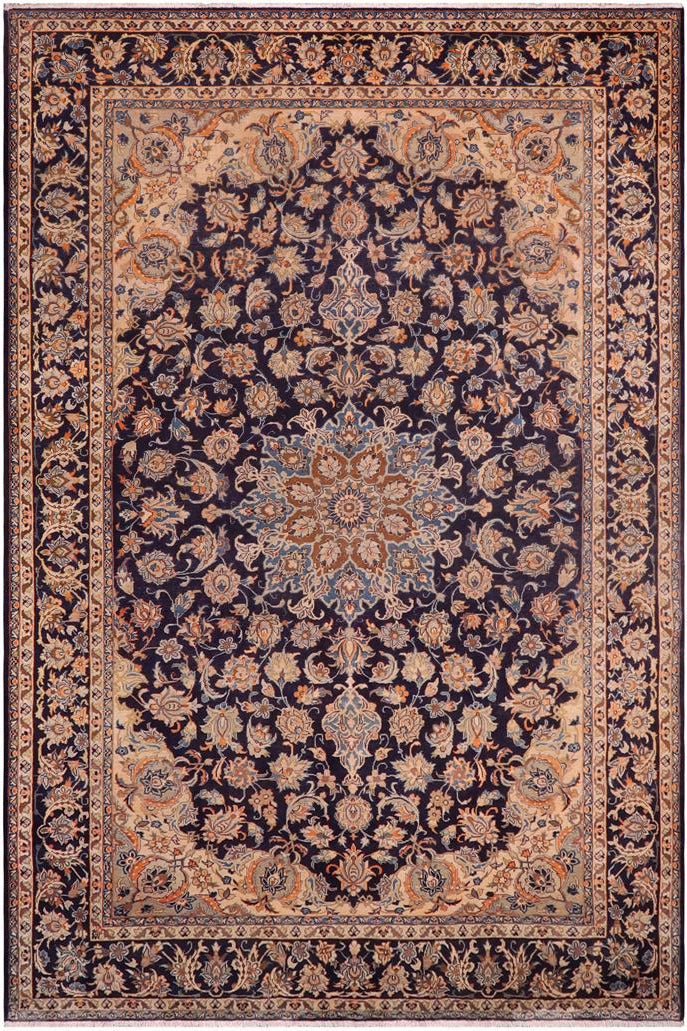 handmade Traditional Tabriz Blue Orange Hand Knotted RECTANGLE 100% Wool Pile area rug 9x13