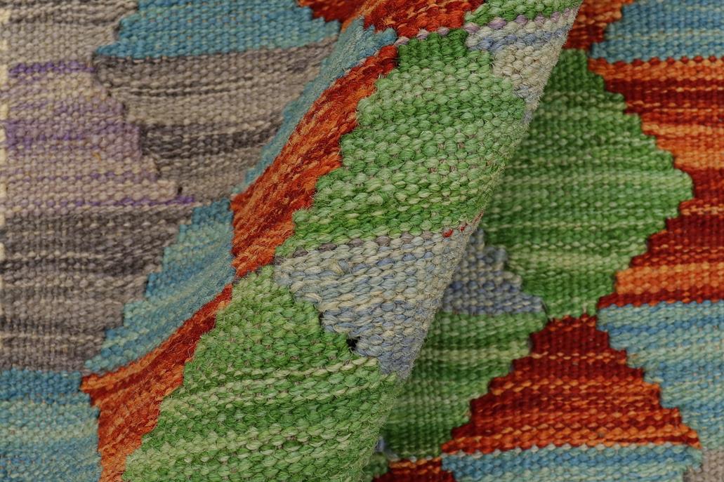 Flat Weave Kilim Antique Navaho Vintage handmade Geometric Kilim Beige Blue Hand-Woven Rectangle 100% Wool Area Rug 2x3 