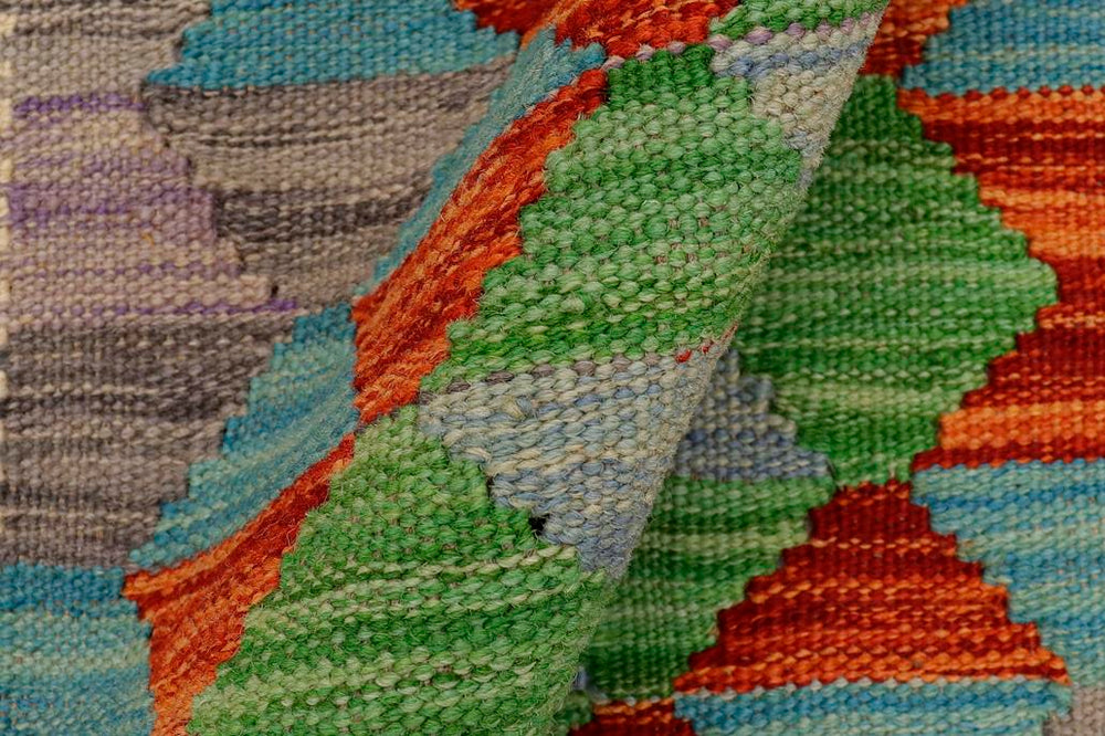 Flat Weave Kilim Antique Navaho Vintage handmade Geometric Kilim Beige Blue Hand-Woven Rectangle 100% Wool Area Rug 2x3 