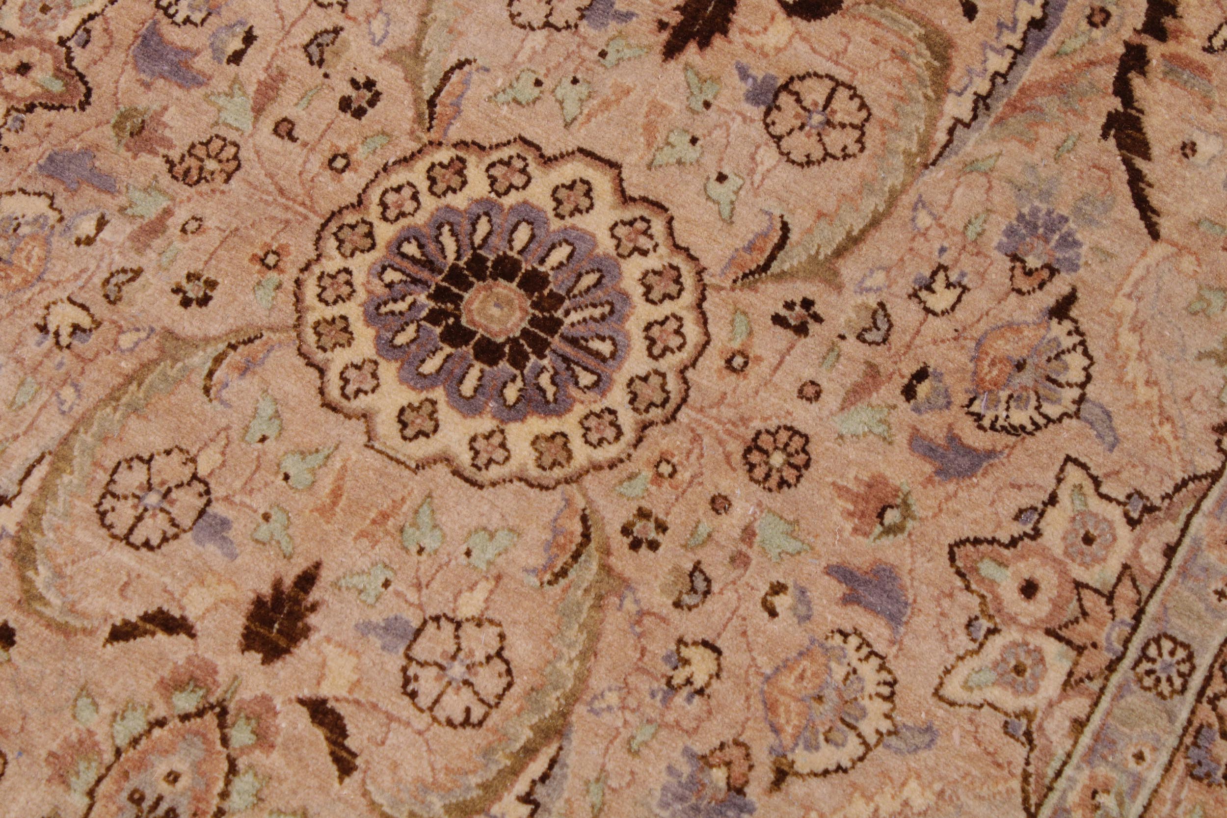 handmade Transitional Qaseem Bond Tan Lt. Green Hand Knotted RECTANGLE 100% WOOL area rug 9 x 12
