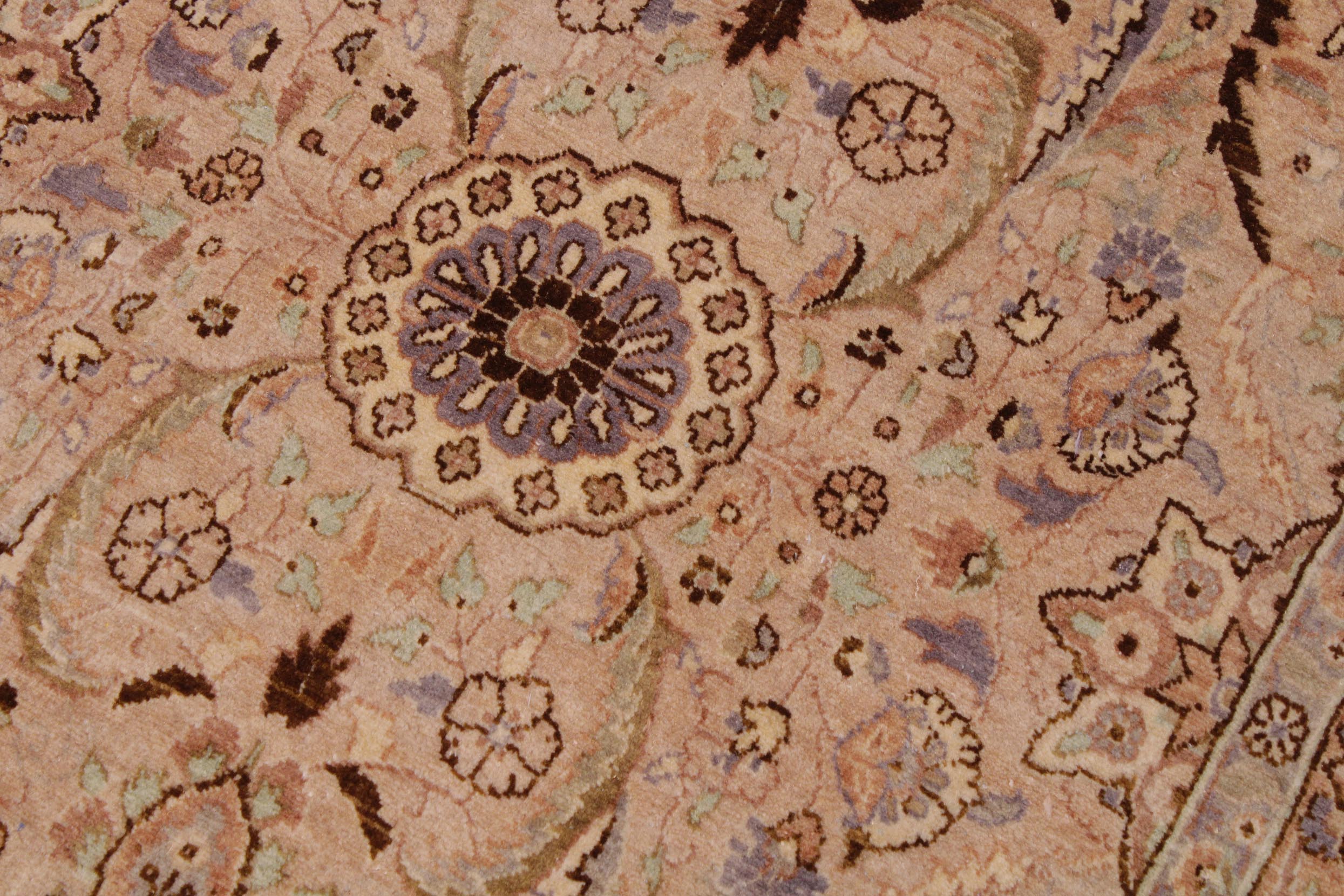 handmade Transitional Qaseem Bond Tan Lt. Green Hand Knotted RECTANGLE 100% WOOL area rug 9x12