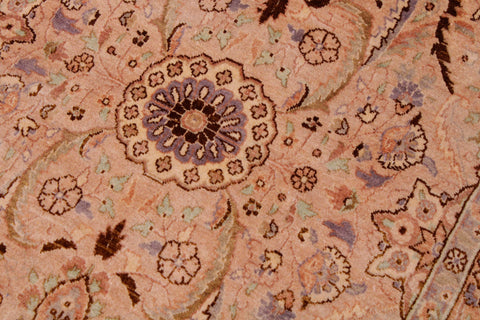 handmade Transitional Qaseem Bond Tan Lt. Green Hand Knotted RECTANGLE 100% WOOL area rug 9x12