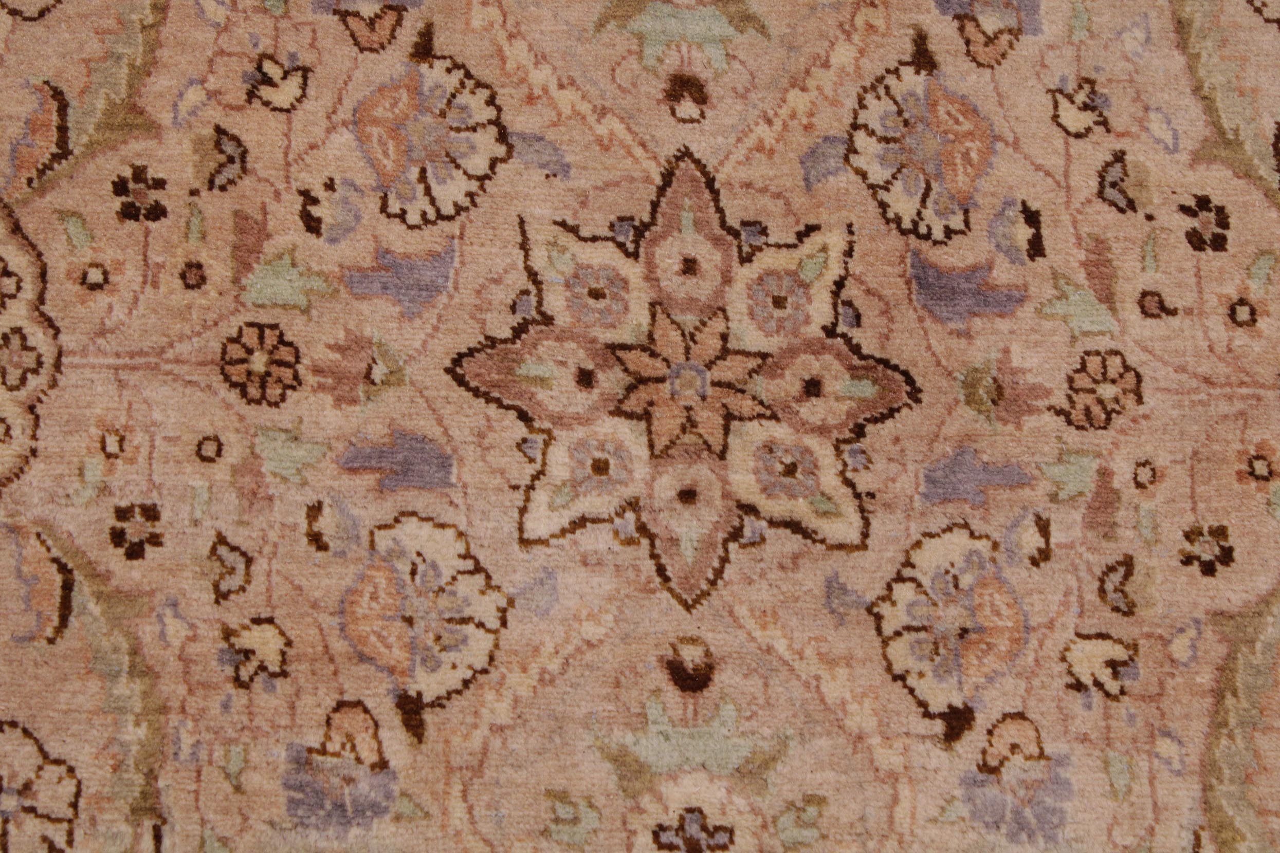 handmade Transitional Qaseem Bond Tan Lt. Green Hand Knotted RECTANGLE 100% WOOL area rug 9x12
