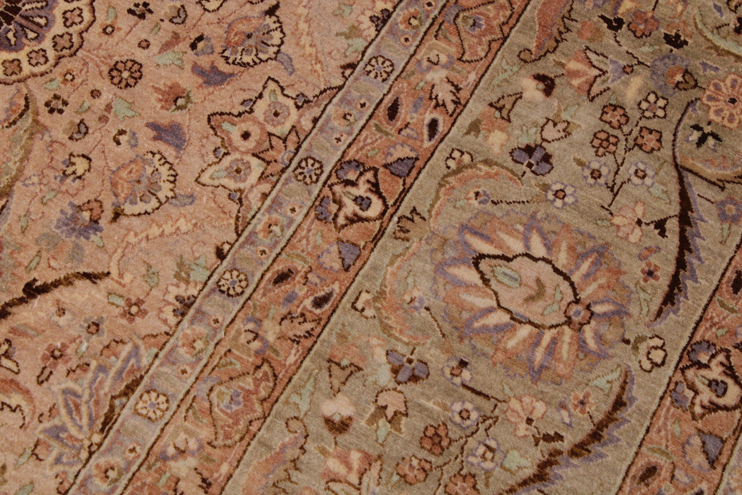 handmade Transitional Qaseem Bond Tan Lt. Green Hand Knotted RECTANGLE 100% WOOL area rug 9 x 12