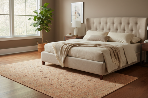 Debora Tan/ Green Wool Rug - 8'9'' x 12'8''