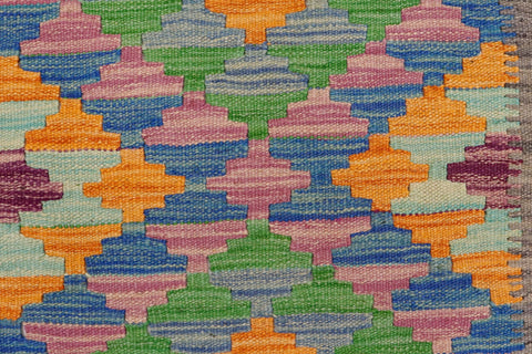 handmade Geometric Kilim Gray Gold Hand-Woven RECTANGLE 100% WOOL area rug 2' x 3'