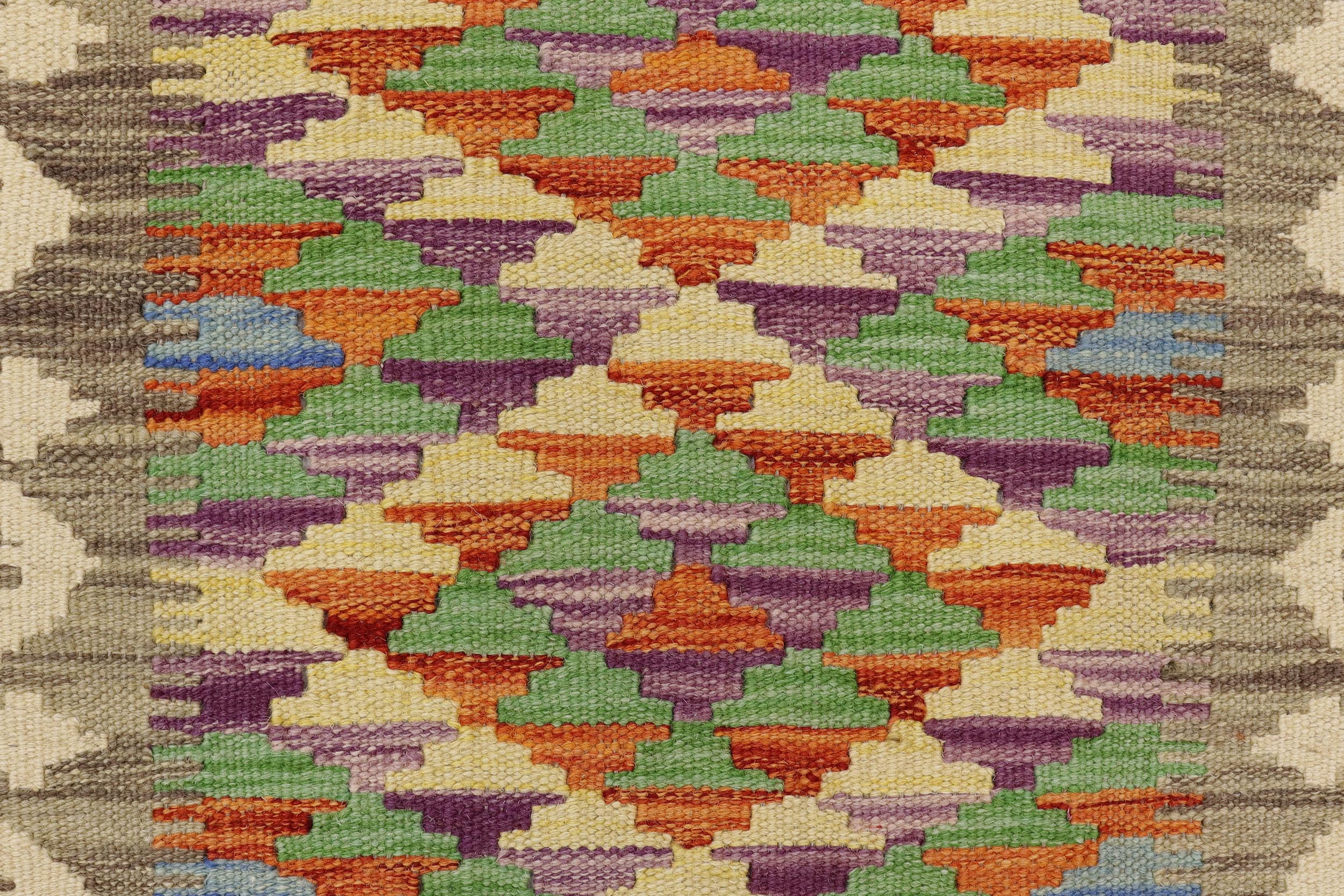 handmade Geometric Kilim Gray Beige Hand-Woven RECTANGLE 100% WOOL area rug 2' x 3'