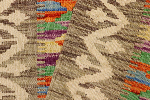 handmade Geometric Kilim Gray Beige Hand-Woven RECTANGLE 100% WOOL area rug 2' x 3'