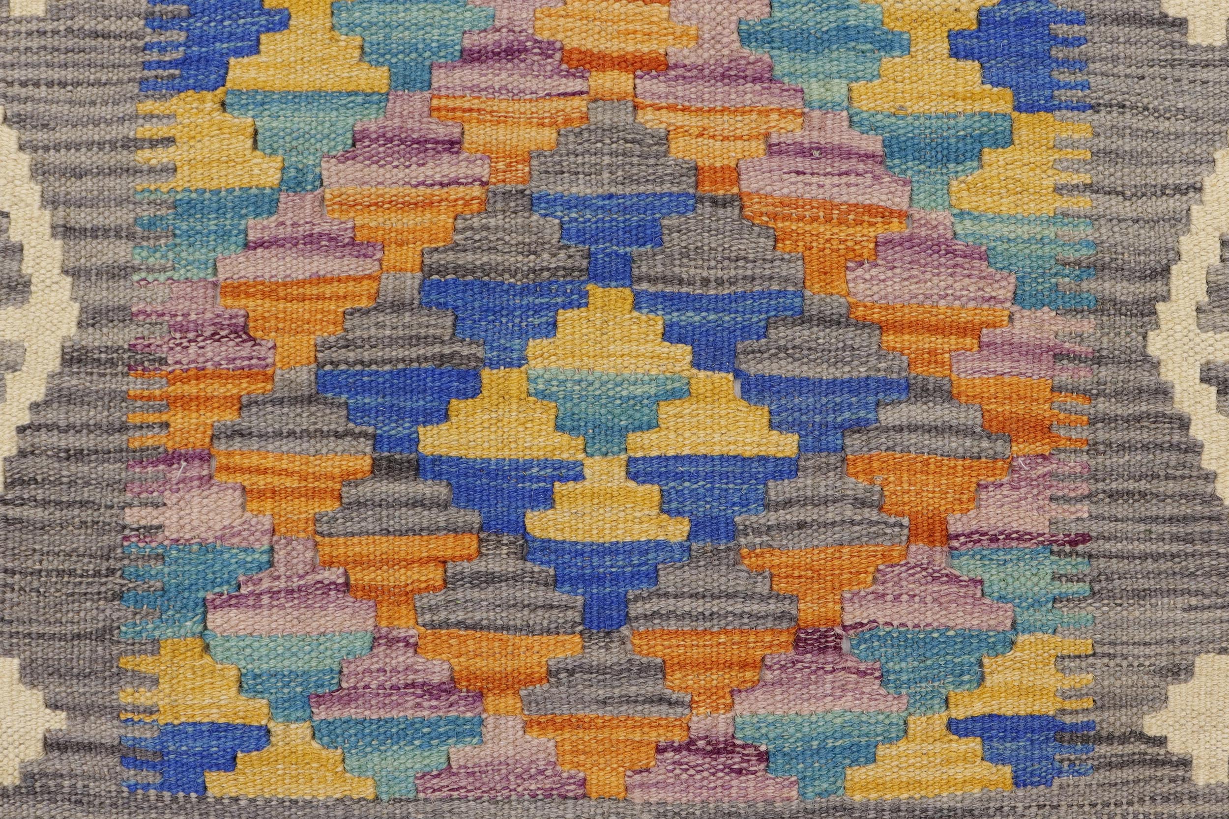 handmade Geometric Kilim Gray Beige Hand-Woven RECTANGLE 100% WOOL area rug 2' x 3'