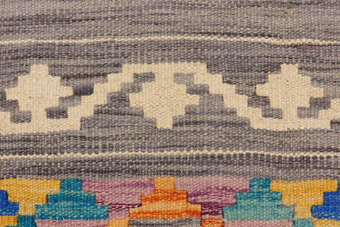 handmade Geometric Kilim Gray Beige Hand-Woven RECTANGLE 100% WOOL area rug 2' x 3'