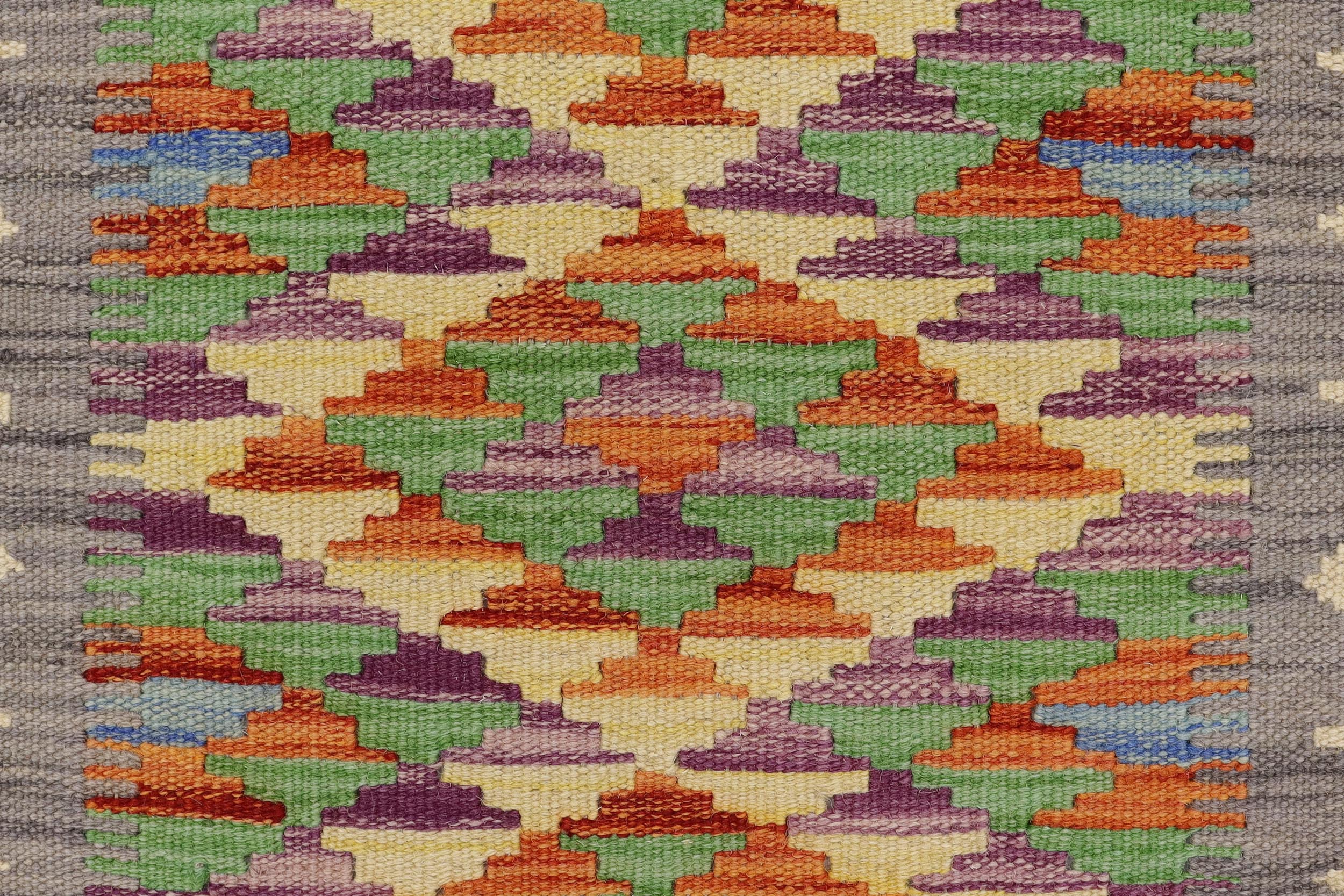 handmade Geometric Kilim Gray Beige Hand-Woven RECTANGLE 100% WOOL area rug 2' x 3'