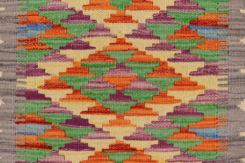 handmade Geometric Kilim Gray Beige Hand-Woven RECTANGLE 100% WOOL area rug 2' x 3'