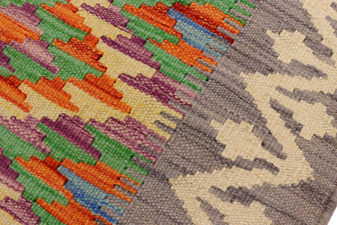 handmade Geometric Kilim Gray Beige Hand-Woven RECTANGLE 100% WOOL area rug 2' x 3'