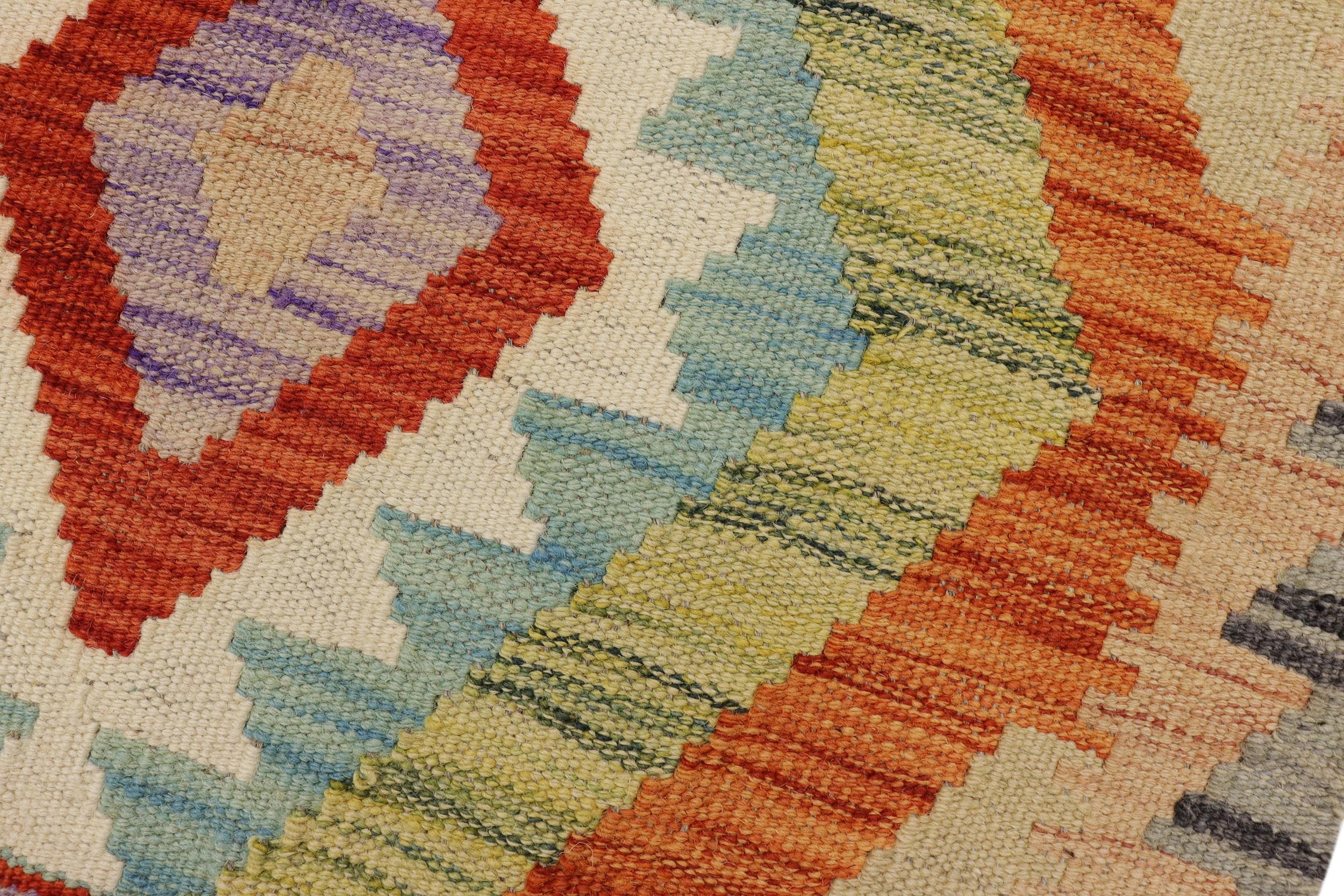 handmade Geometric Kilim Gray Rust Hand-Woven RECTANGLE 100% WOOL area rug 2' x 3'