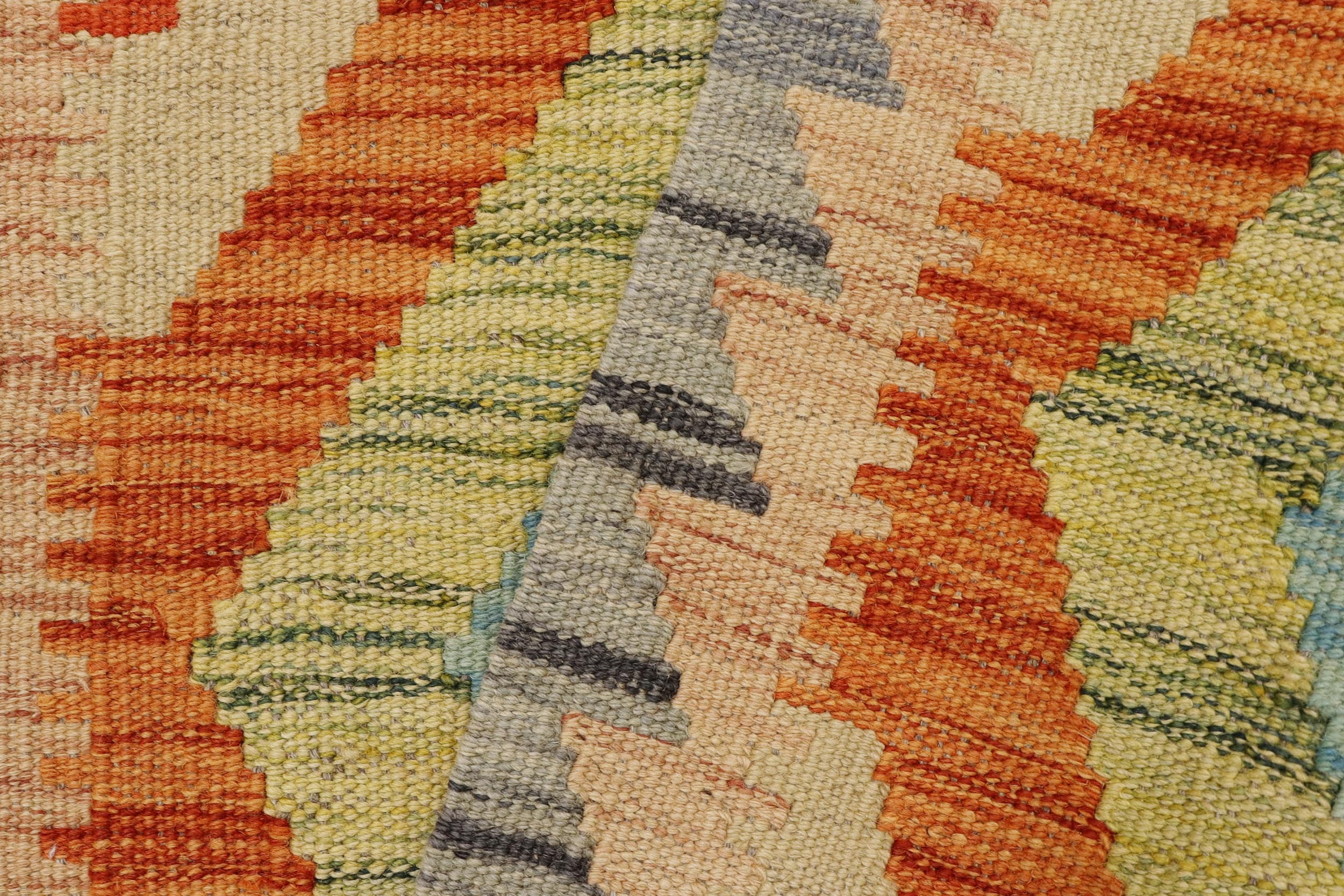 handmade Geometric Kilim Gray Rust Hand-Woven RECTANGLE 100% WOOL area rug 2' x 3'