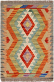Flat Weave Kilim Antique Navaho Vintage handmade Geometric Kilim Gray Rust Hand-Woven Rectangle 100% Wool Area Rug 2x3 
