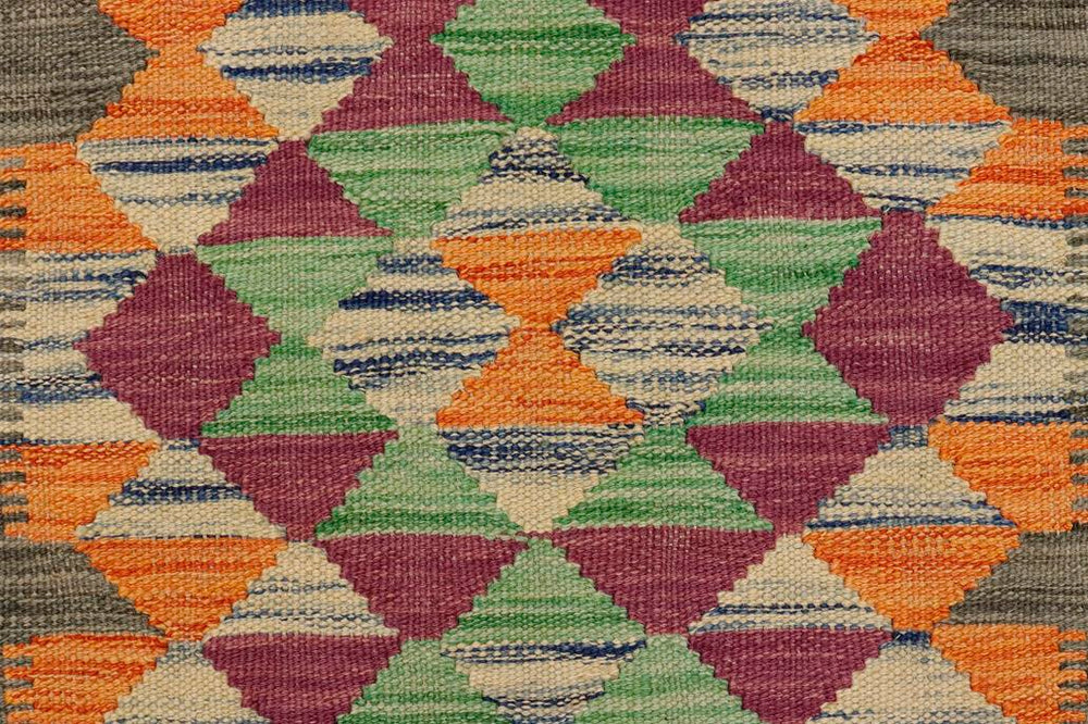 Flat Weave Kilim Antique Navaho Vintage handmade Geometric Kilim Gray Beige Hand-Woven Rectangle 100% Wool Area Rug 2x3 