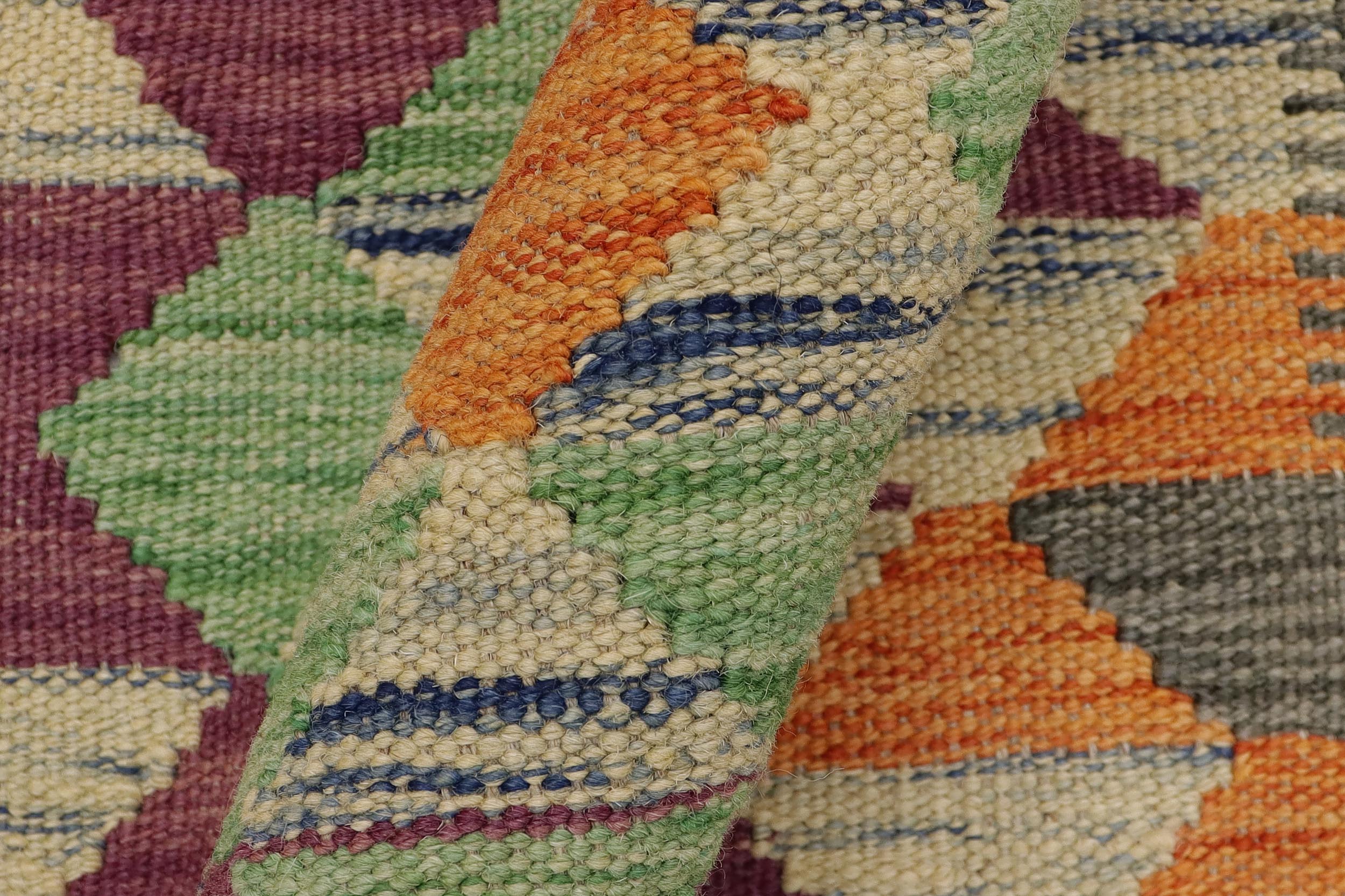 handmade Geometric Kilim Gray Beige Hand-Woven RECTANGLE 100% WOOL area rug 2' x 3'