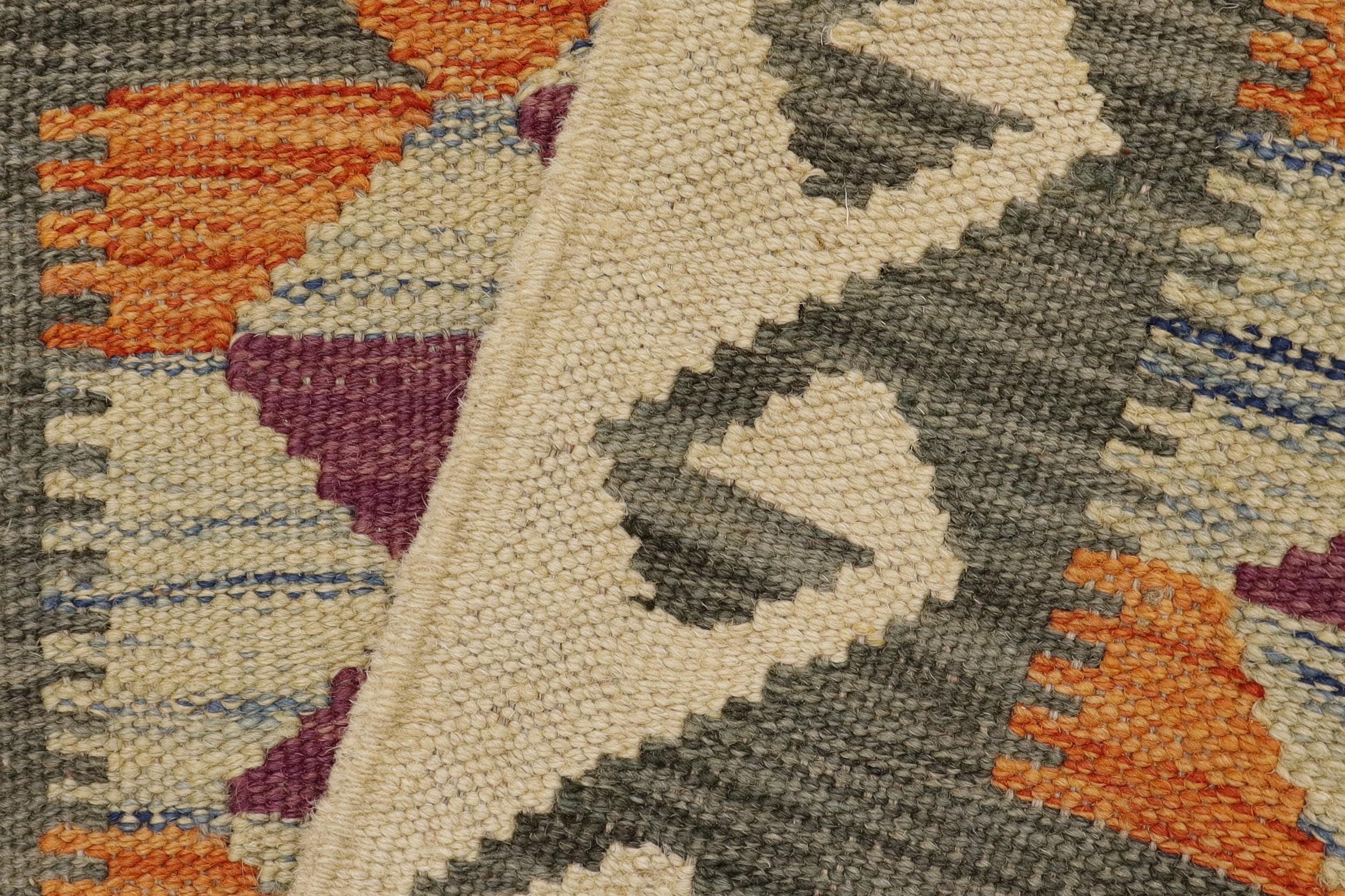 handmade Geometric Kilim Gray Beige Hand-Woven RECTANGLE 100% WOOL area rug 2' x 3'