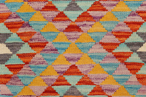 handmade Geometric Kilim Blue Rust Hand-Woven RECTANGLE 100% WOOL area rug 2' x 3'