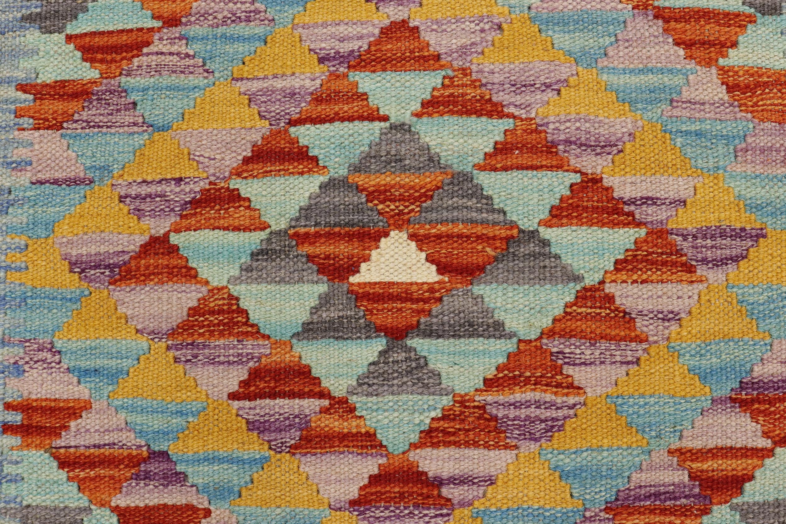 handmade Geometric Kilim Blue Rust Hand-Woven RECTANGLE 100% WOOL area rug 2' x 3'
