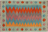 Modern Turkish Kilim Mira Hand-Woven Wool Rug - 1'11'' x 3'2''